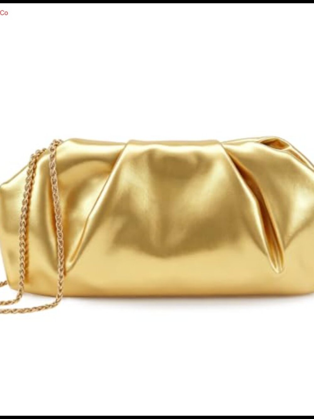 Pleated Clutch Evening Bag PU Detachable Chain Crossbody Purse